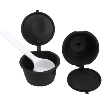 

Black 3 PCS"Set Reusable Coffee Capsules Pod Stainless Steel Filters Cup with Spoon, Multicolor