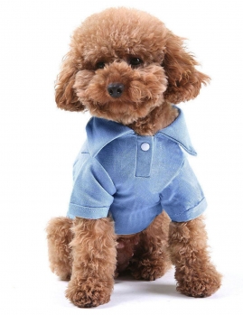 

Blue Pet Puppy Short Sleeve Apparel Small Dog Cat Solid Slim Clothes Pullover Polo Shirt, Multicolor