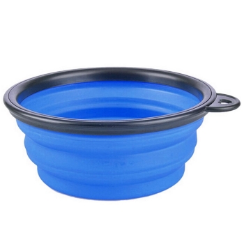 

Blue Portable Dog Cat Pets Silicone Collapsible Folding Foldable Expandable Bowl, Multicolor