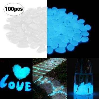 

100 PCS Glow in the Dark Garden Pebbles Glowing Stones for Walkway Yard and Decor (Blue)