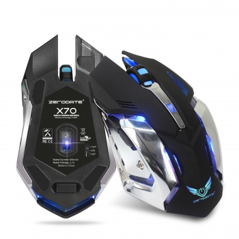 

Black 2.4G Wireless Ergonomic LED Lighting Backlight Game Mouse Adjustable 2400 DPI, Multicolor