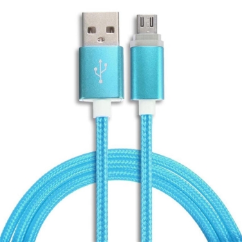 

Blue 1 M Braided Micro USB LED Lightning Charge Date Cable For Android Mobile Phone, Multicolor