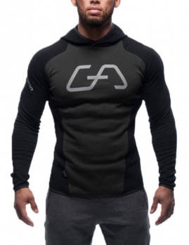 

Dark gray Men's Raglan Sleeve Contrast Color Patchwork Sport Hoodies, Multicolor