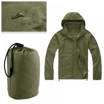 

Army green New Men Casual Hooded Long Sleeve Elastic Cuffs Drawstring Hem Outdoor Sport Jacket, Multicolor