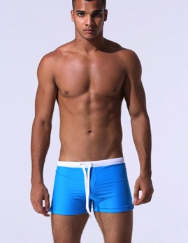 

Blue Men Swimming Fitness Shorts Flat Angle Stretch, Multicolor