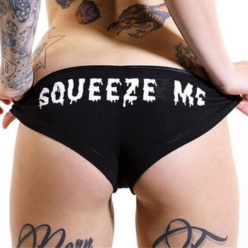 

Black 1 Women Sexy Lingerie Panty Back Letter Printing High Cut Underwear Brief, Multicolor