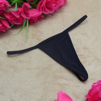 

Black Women Sexy Low Waist Solid Thong G-string Brief Lingerie Underpants, Multicolor