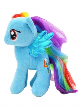 

Blue Small Plush Stuffed Doll Rainbow Faux Fur Animal Toys Kids Birthday Gift, Multicolor