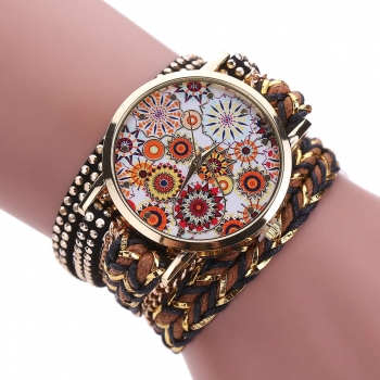 

Casual Weave Alloy Band Round Dial Button Quartz Watch, Multicolor