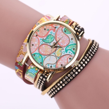 

Casual Retro Style Artificial Leather Band Round Dial Quartz Watch, Multicolor