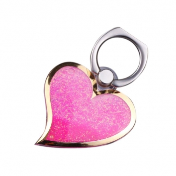 

Heart Shape Liquid Quicksand Phone Metal Ring Stand Mount Holder Finger Grip, Multicolor
