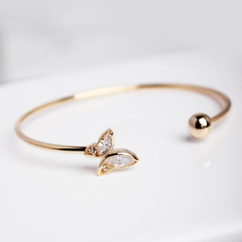 

New Women Fashion Charm Alloy Butterfly Opening Bangle Bracelet Wristband