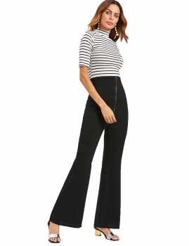 

Black Spring Summer Casual Wide Leg High Waist Flare Pants, Multicolor