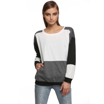 

Meaneor Black Women Neck Full Sleeve Contrast Color Tops Hoodies Sweaters & Cardigans, Multicolor