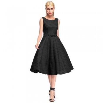 

Red Sleeveless O-neck Lace Slim Prom Swing Party Dress, Multicolor