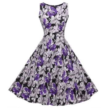 

Gradient Purple ACEVOG Stylish Women Sleeveless Mid-calf Length Party Evening Casual Dresses, Multicolor