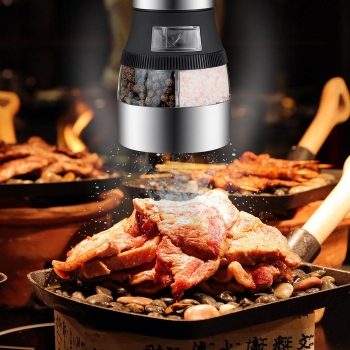

Homdox Stainless Steel Pepper Grinder Salt Mill 2 in 1 Dual Head Electric Grinder with Adjustable Grind