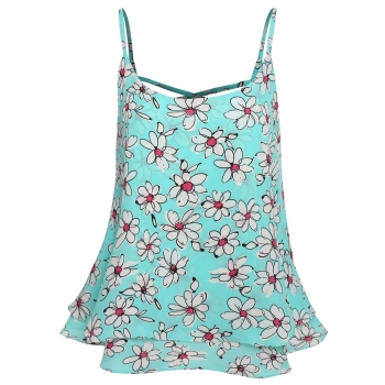 

ACEVOG Skyblue Red Women Sexy Lady Sleeveless Strap Solid Chiffion Loose Tops Vests Tanks & Camis, Multicolor