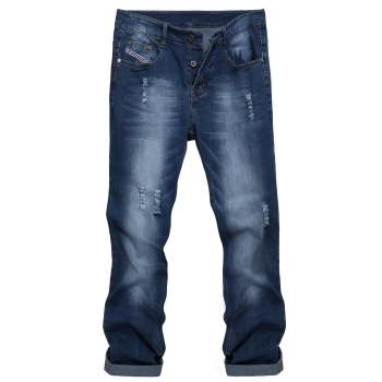 

Coofandy Blue Men's Casual Straight Denim Jeans Frayed Slim Ripped Pants, Multicolor