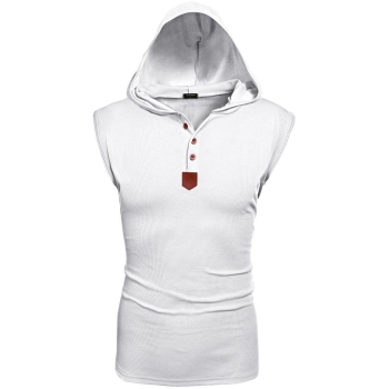 

White COOFANDY Men Fashion Casual Hooded Sleeveless Cotton Tank Tops Fitness Sportswear Shirts, Multicolor