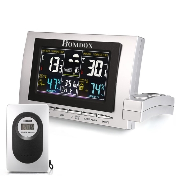 

Homdox 433 MHz Wireless LCD Display Digital Color Weather Forecaster Station Clock + Remote Sensor