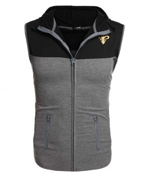 

Black COOFANDY Men Hooded Sleeveless Contrast Color Patchwork Active Zip-up Vest with Pockets Shirts, Multicolor
