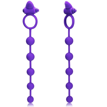 

Silicone Anal Plug with Anal Bead Clitoris Stimulation Vribrator Massager Waterproof Sex Toys Adult Product, Purple