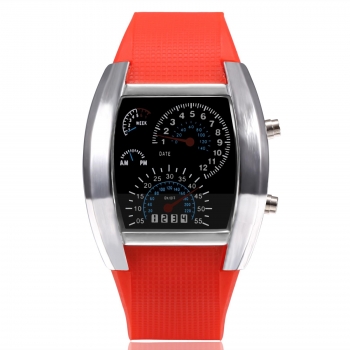 

Cool Men's Stainless Steel Sport Quartz LED Display Wrist Watch, Multicolor