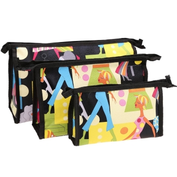 

New 3PCS Set Women Makeup Bag Cosmetic Toiletry Travel Organizer Pen Zipper Cosmetic Bag, Multicolor