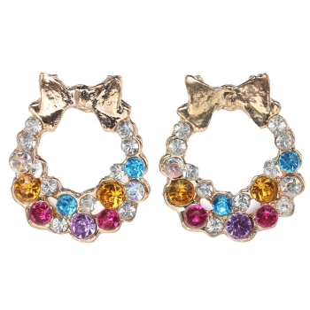 

Women Fashion Jewelry Stud Earrings with Bow Rhinastone Multicolor