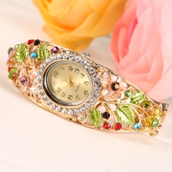 

Women Fashion Bangle Watch Wristwatch Floral Bracelet Analog Quartz Wrist Watch