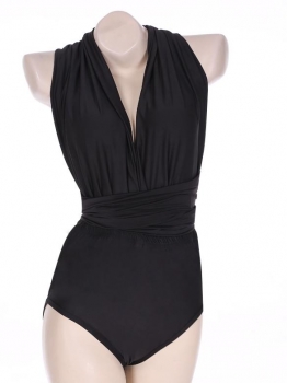 

Black Bandage Stretch High Waist Solid Halter Casual Tops, Multicolor