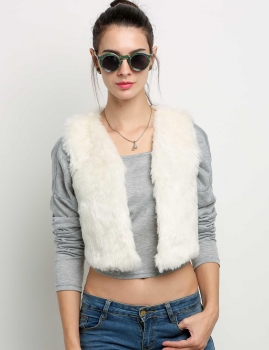

Brown Casual Sleeveless Faux Fur Waistcoat Gilet Solid Cool Vest, Multicolor